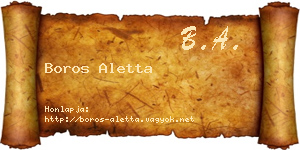 Boros Aletta névjegykártya