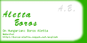 aletta boros business card